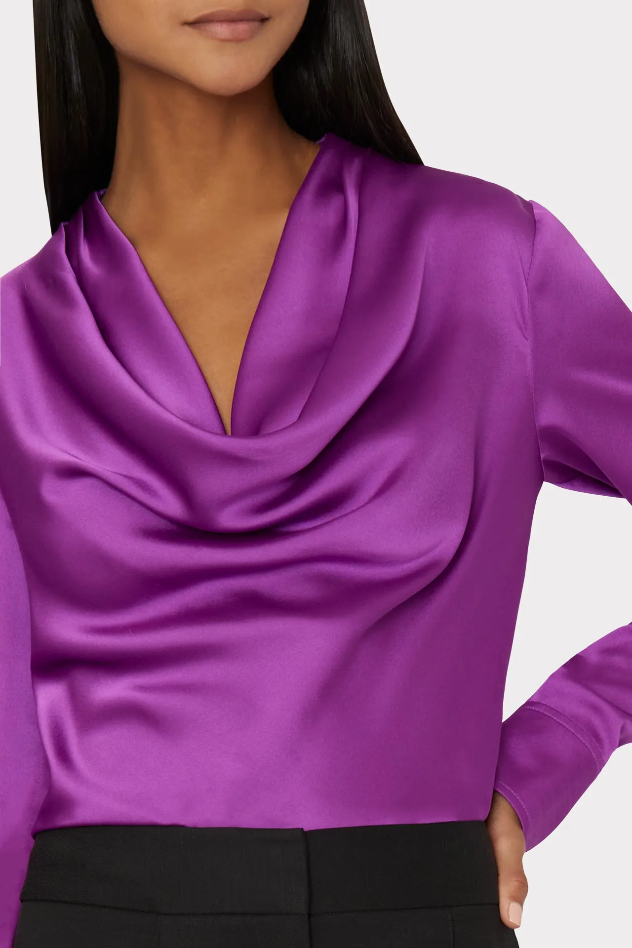 Nancy Satin Cowl Top sold by Milly product image thumbnail 3