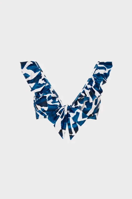 Ocean Puzzle Ruffle Bikini Top sold by Milly