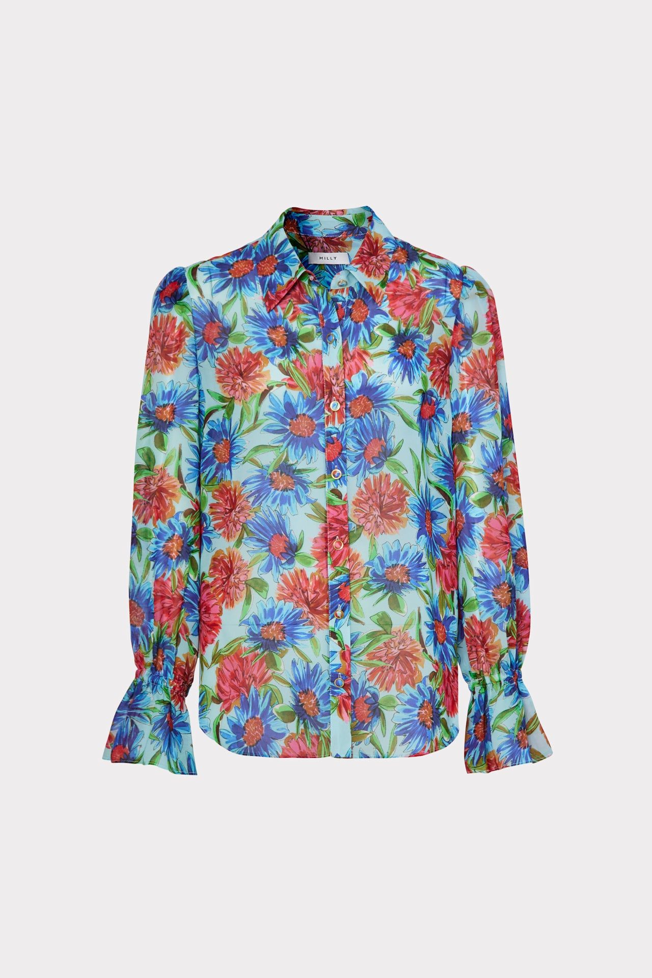 Elysa Painted Dahlia Button Down Top sold by Milly