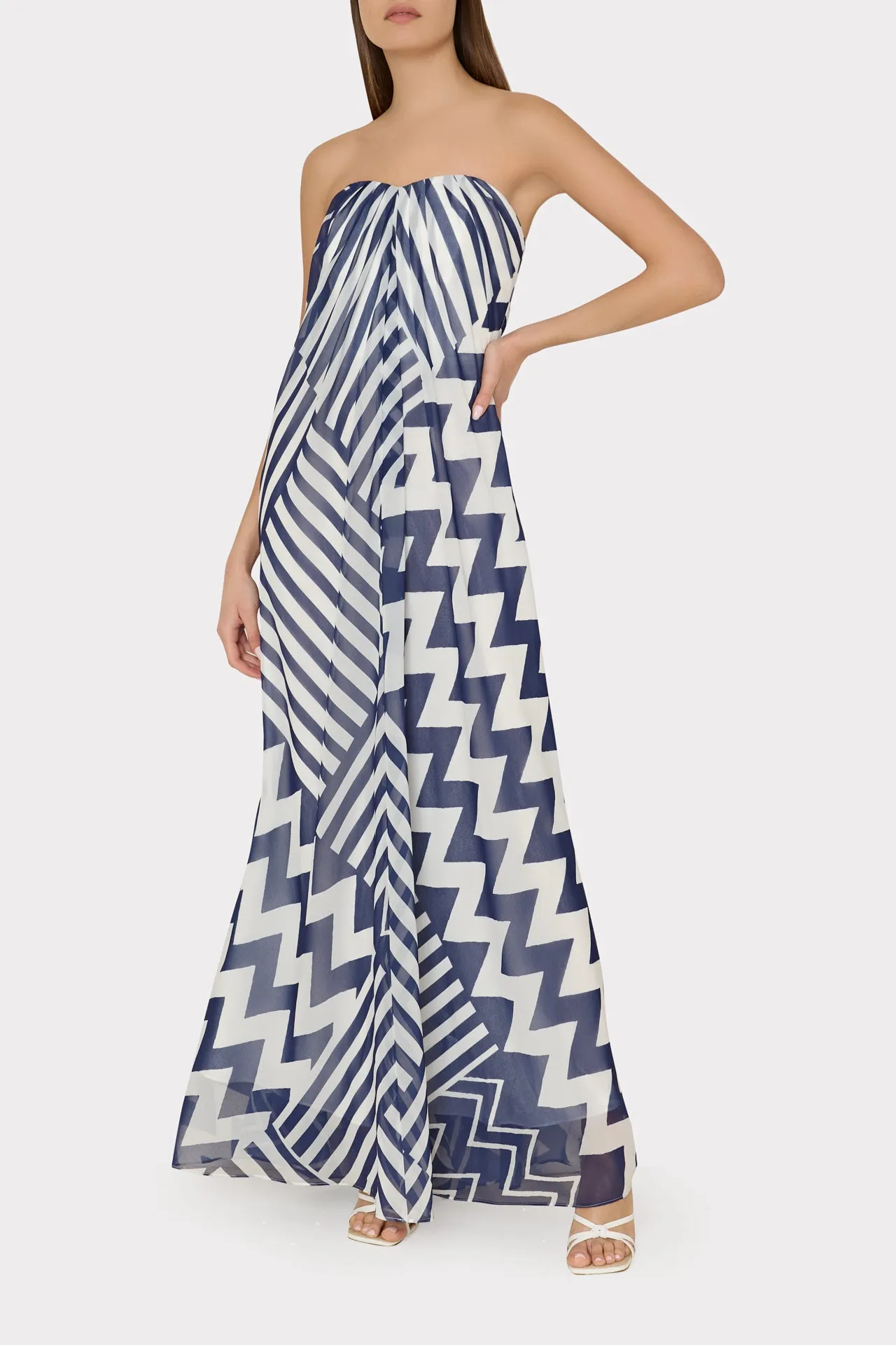 Erin Patchwork Chevron Maxi Dress sold by Milly product image thumbnail 2