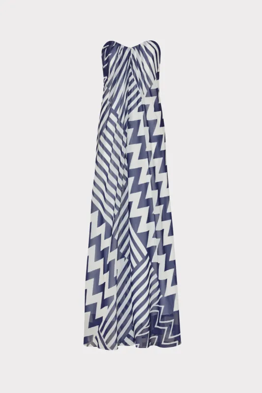Erin Patchwork Chevron Maxi Dress made by Milly