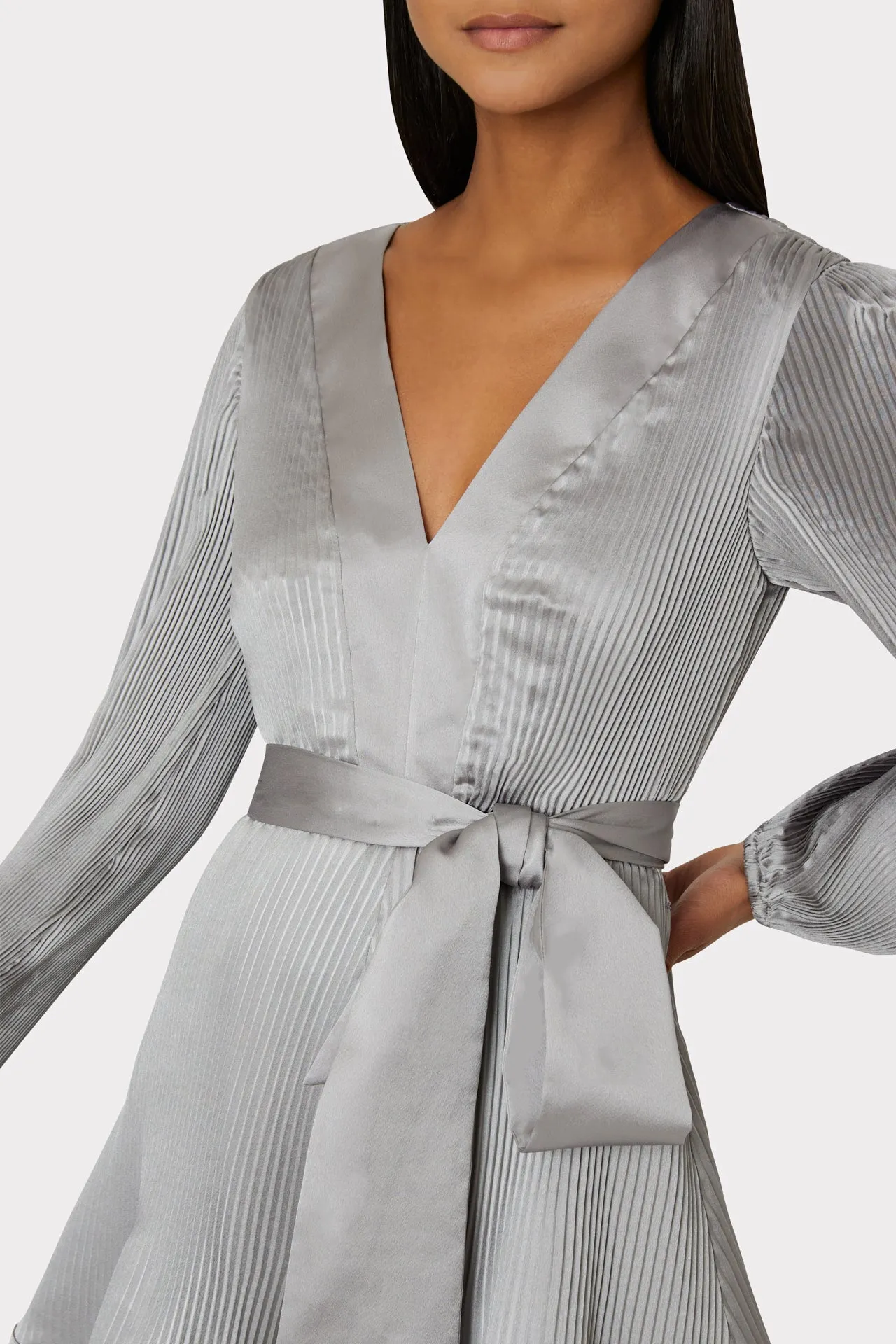 Liv Satin Pleated Dress sold by Milly product image thumbnail 3