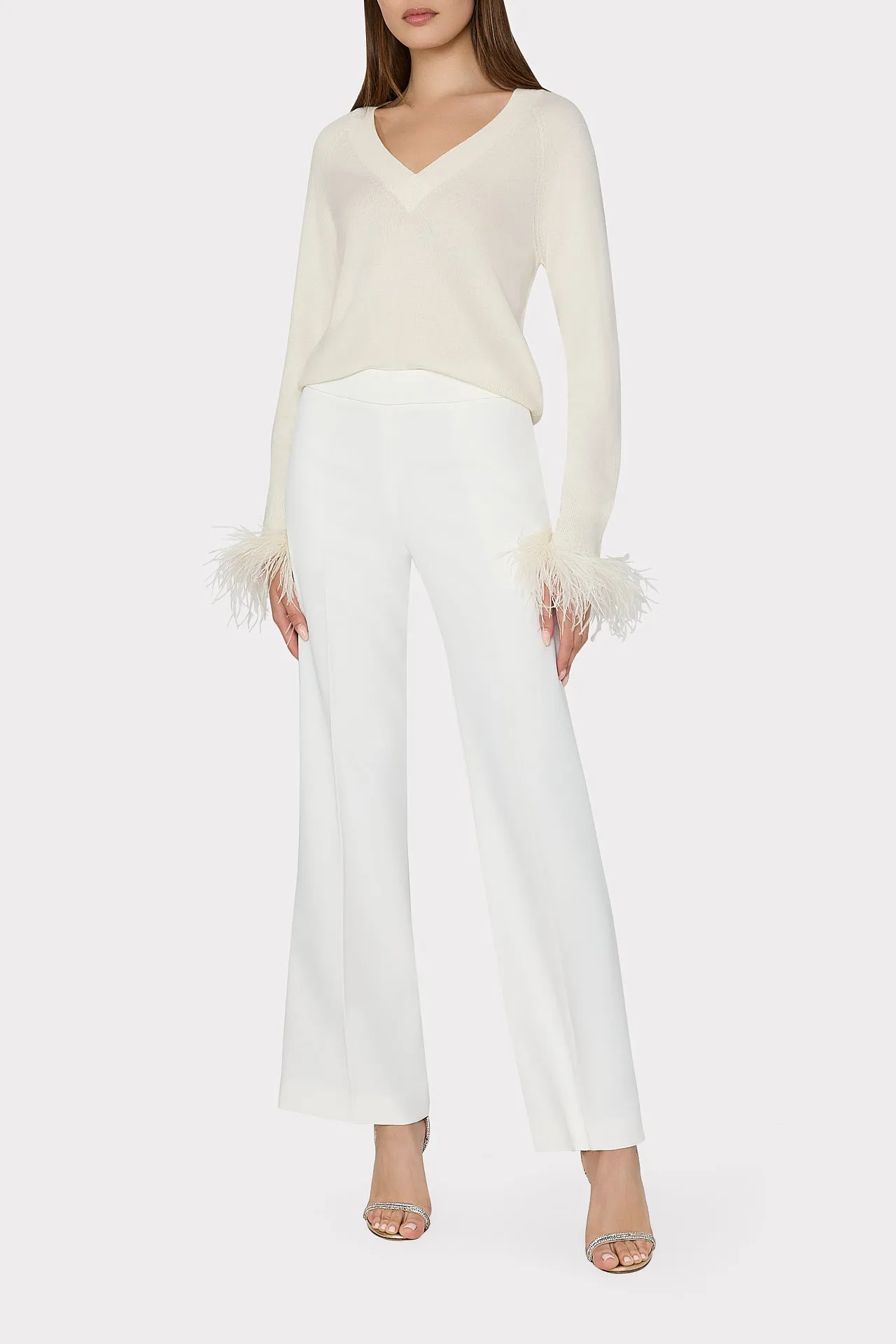 Feather Cuff V-Neck Sweater sold by Milly product image thumbnail 2