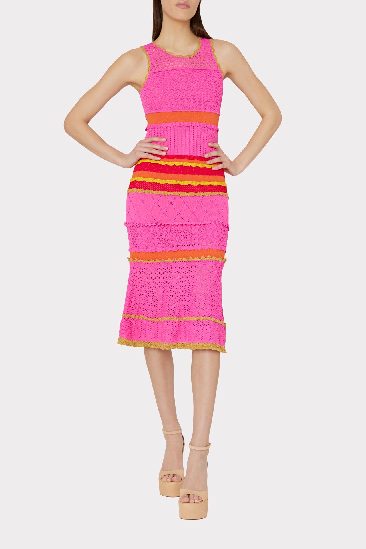 Mixed Pointelle Midi Dress sold by Milly product image thumbnail 2