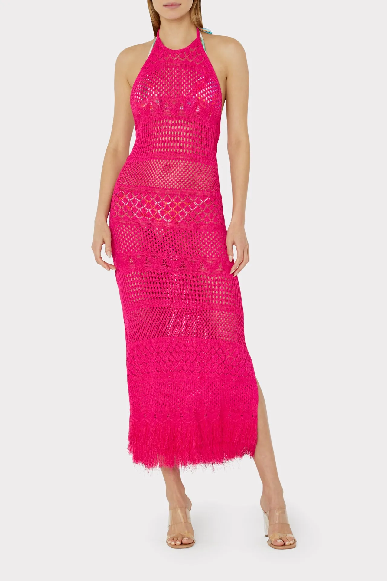 Fringe Halter Tie Back Dress sold by Milly product image thumbnail 2
