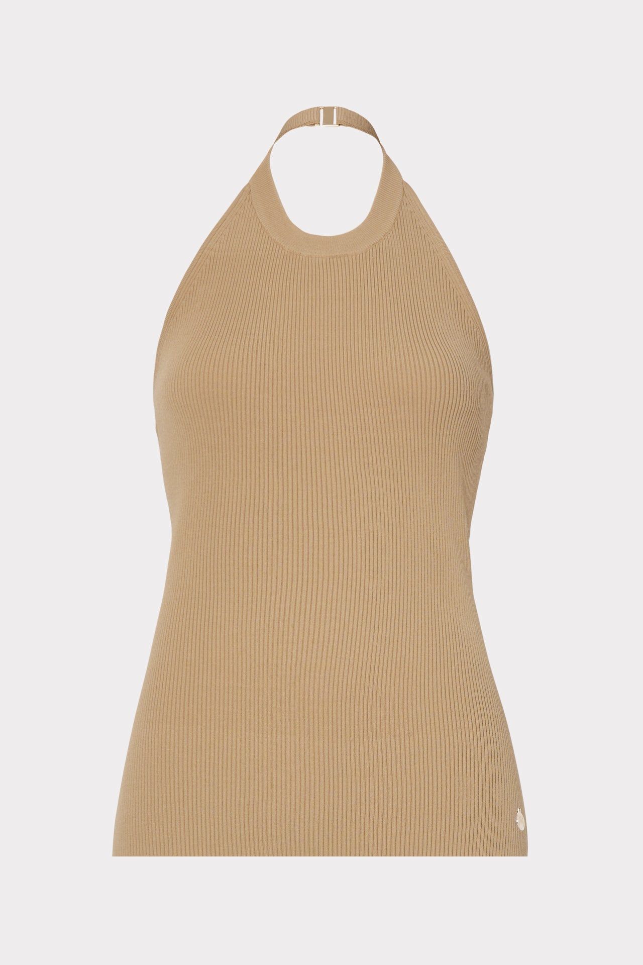 Metal Neck Trim Halter Top sold by Milly