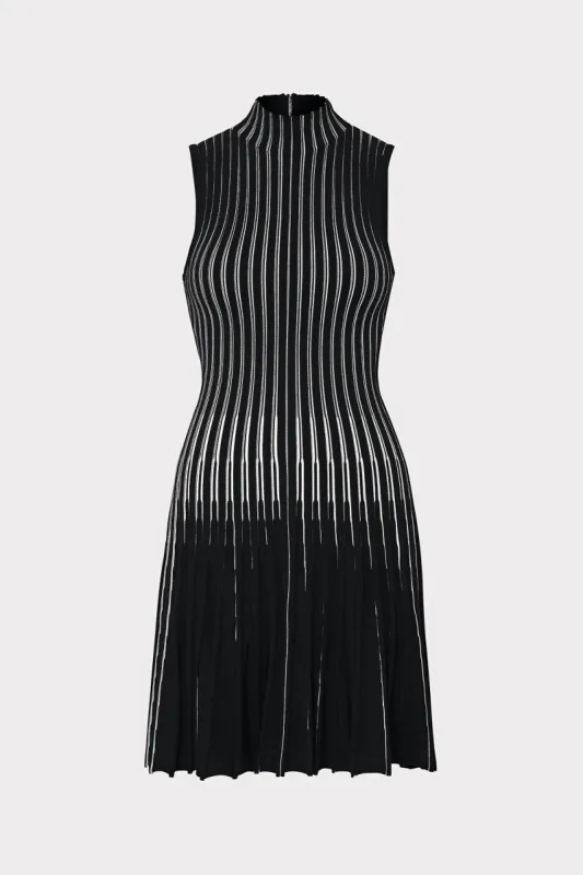 Kayce Inset Stripe Mock Neck Mini Dress sold by Milly