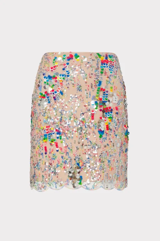 Kristina Multi Color Sequins Skirt sold by Milly