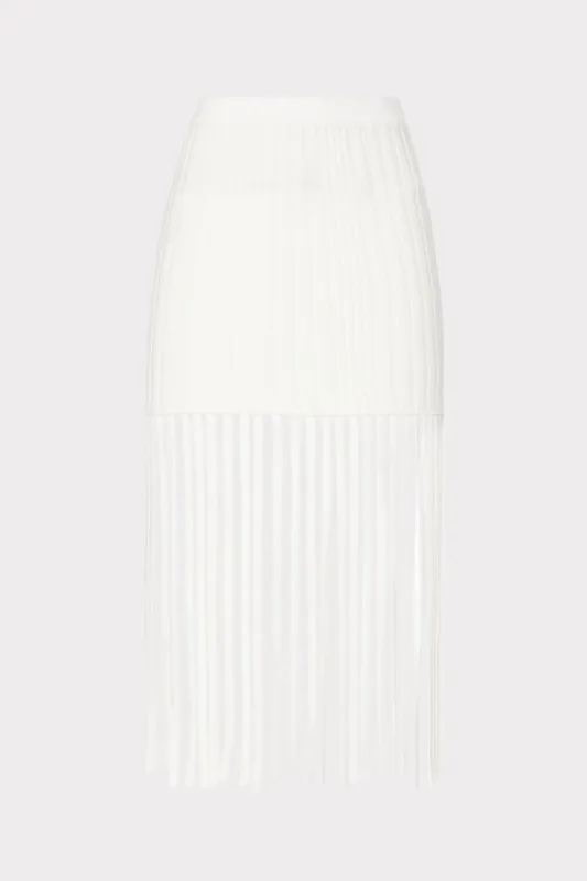 Rib Fringe Midi Skirt sold by Milly