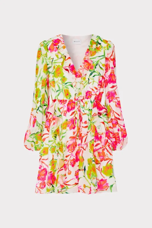 Nora Neon Botanical Ruffle Dress sold by Milly