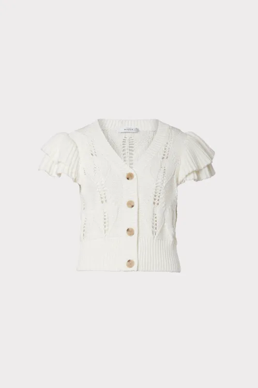 Ruffle Pointelle Cardigan made by Milly