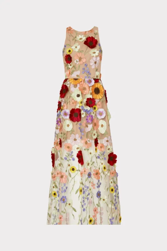 Hannah 3D Floral Embroidered Dress sold by Milly