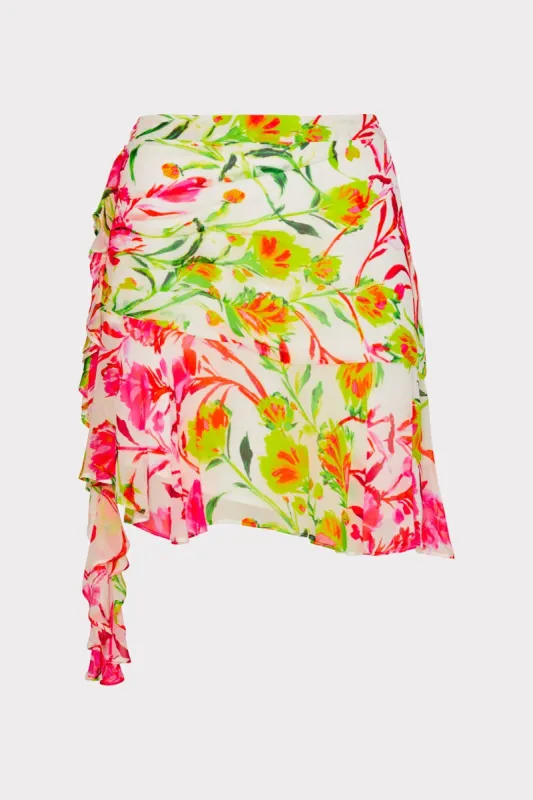 Nuria Neon Botanical Skirt sold by Milly