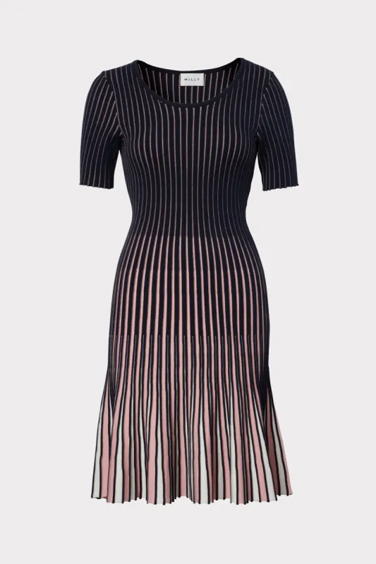 Inset Stripe Flare Godet Dress sold by Milly