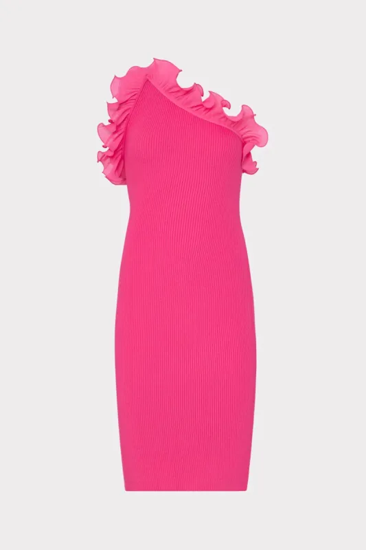 Scallop Ruffle One Shoulder Dress sold by Milly