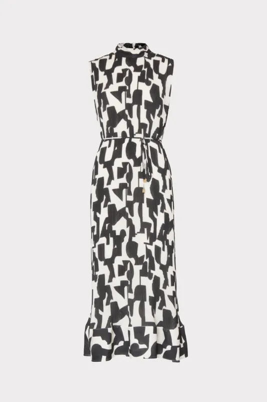 Melina Geo Print Pleated Dress sold by Milly