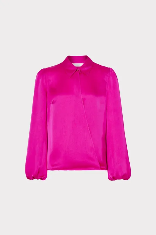 Karson Satin Wrap Blouse sold by Milly
