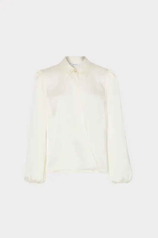 Karson Satin Wrap Blouse sold by Milly