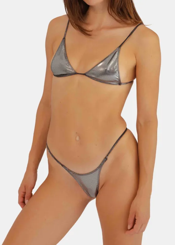 LUCID BIJOU BIKINI TOP - Chrome Silver sold by Minimale Animale
