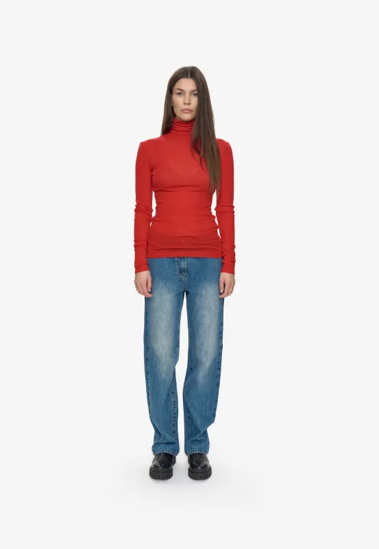 Pernilles long sleeved turtleneck 3736 - Goji berry sold by Minimum