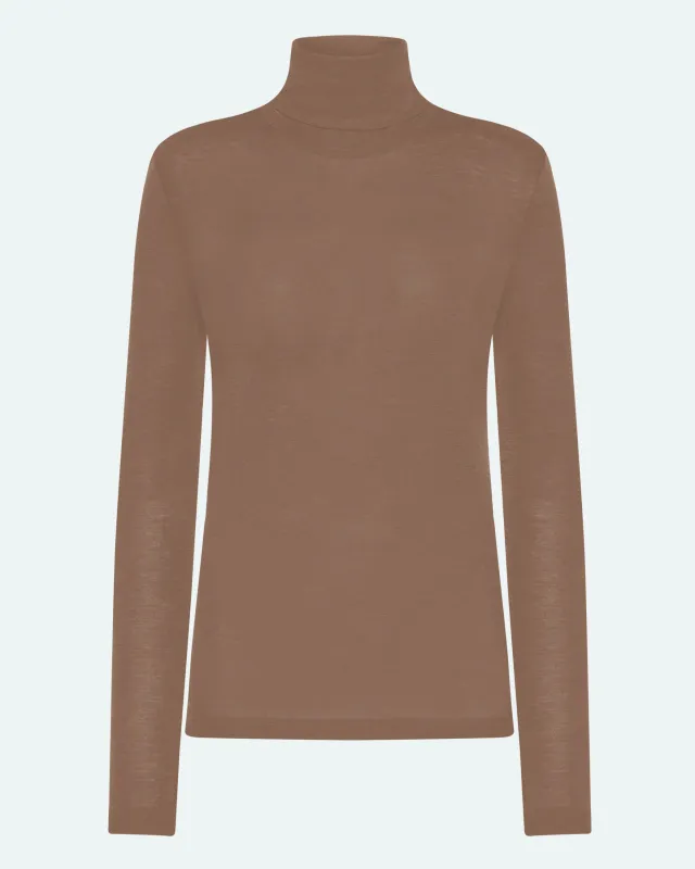 Pernilles long sleeved turtleneck 3736 - Shitake sold by Minimum