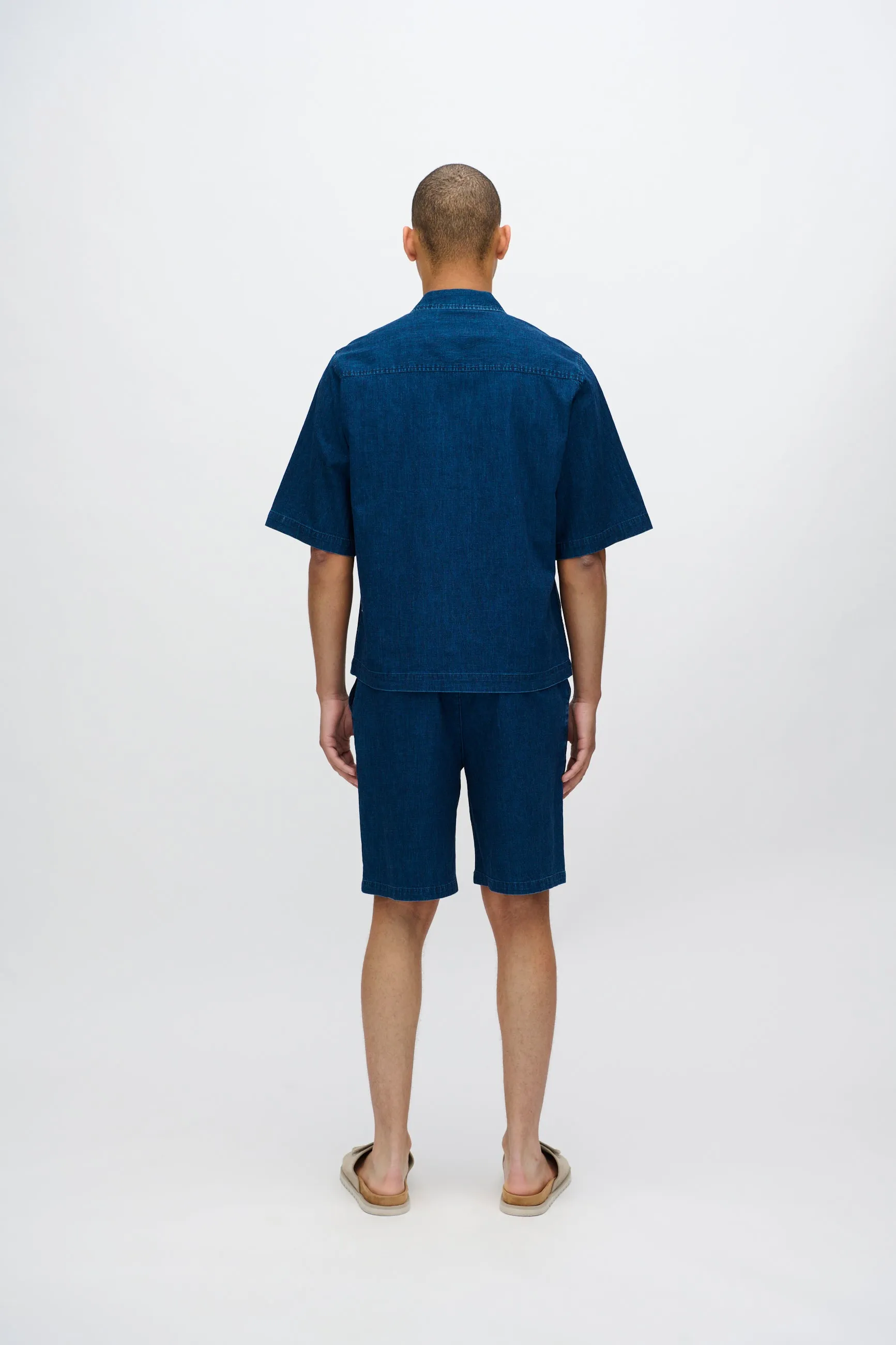 Lennon short sleeved shirt in linen blend 4239 - Sky Captain sold by Minimum product image thumbnail 4