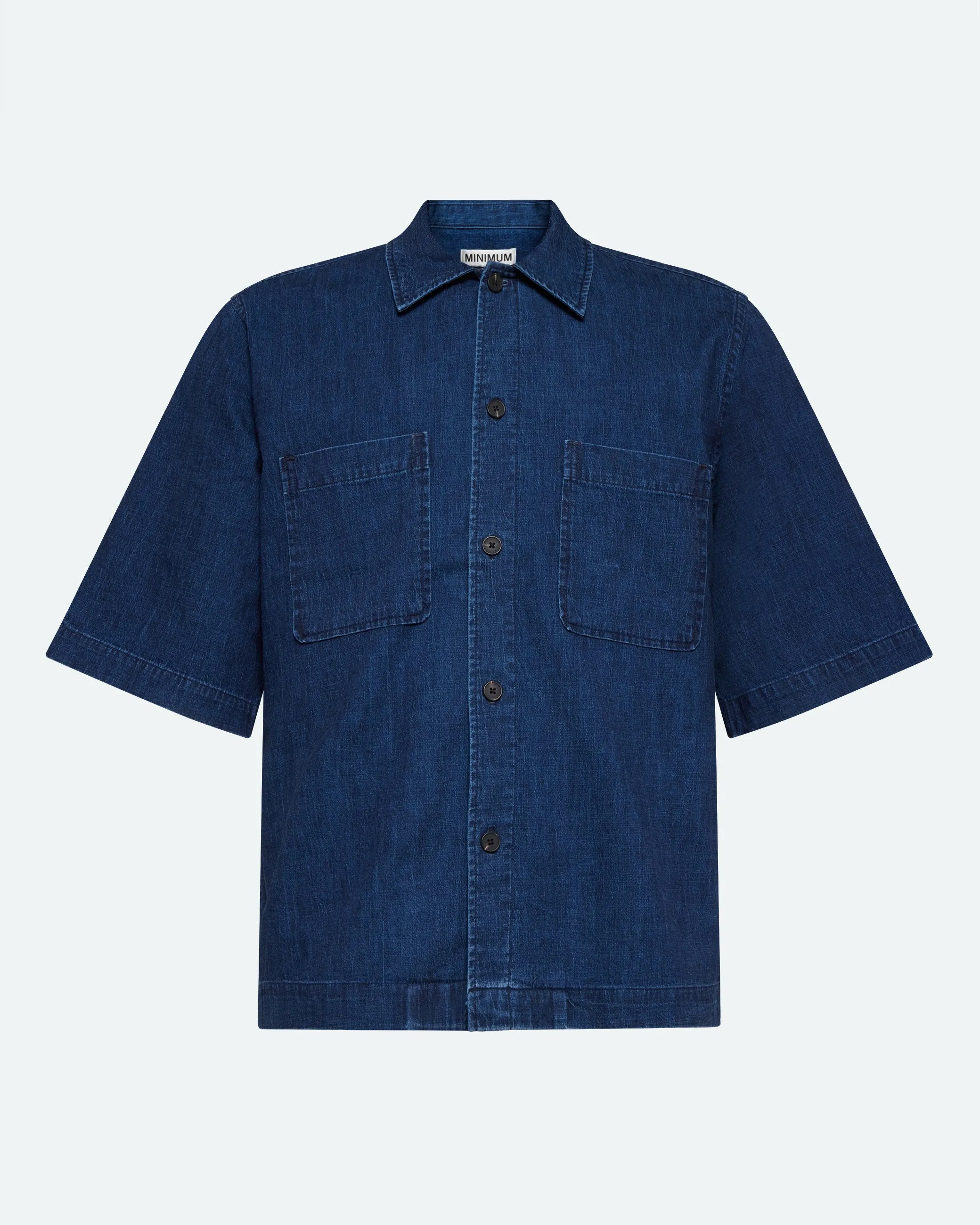 Lennon short sleeved shirt in linen blend 4239 - Sky Captain sold by Minimum product image thumbnail 5