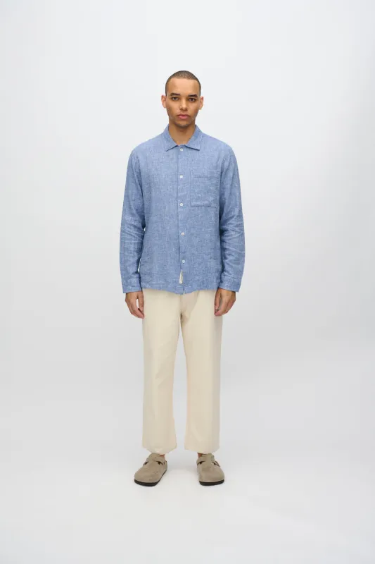 Francis long sleeved shirt in linen blend 4236 - Angel Falls sold by Minimum