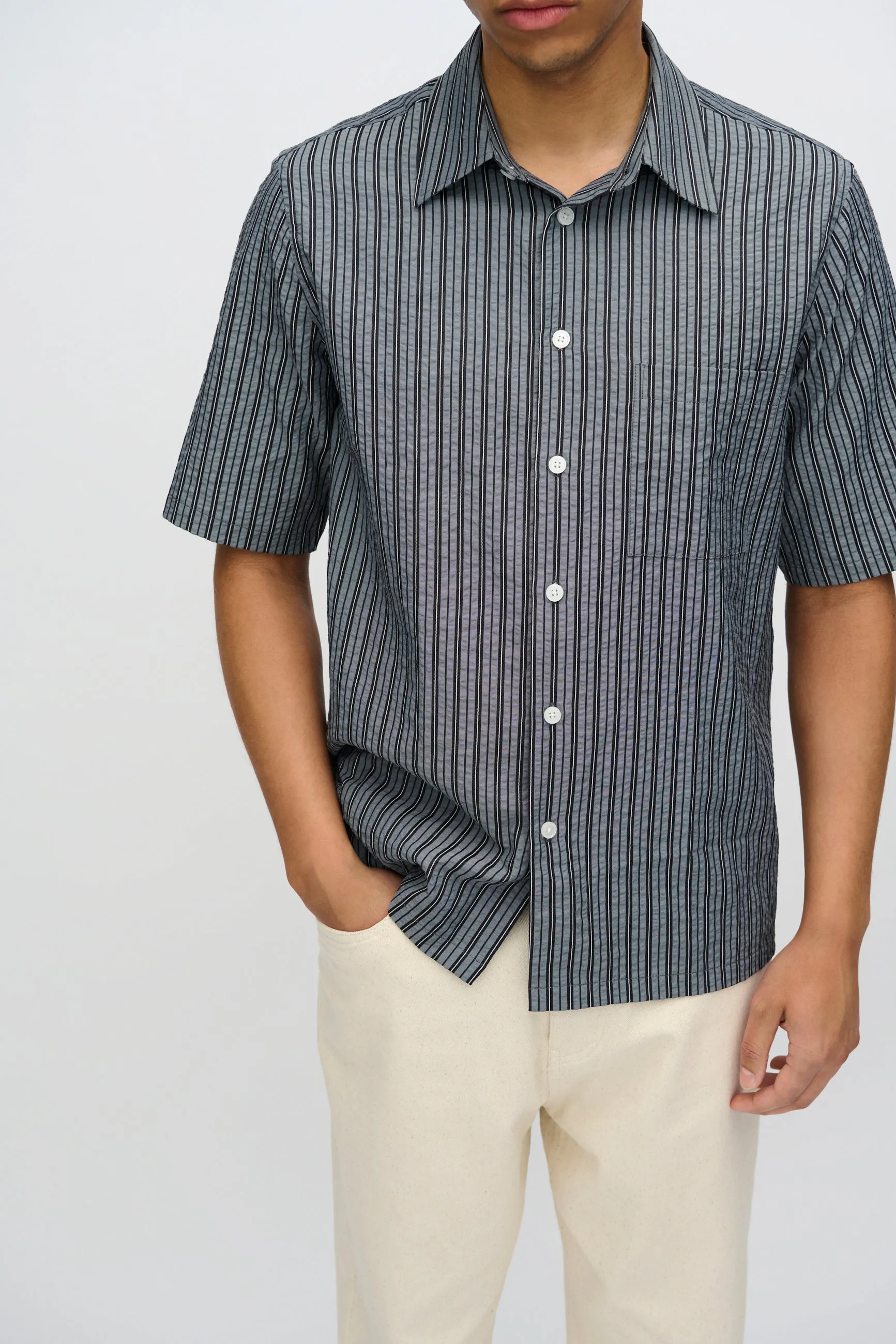 Nash short sleeved striped shirt 4242 - Black sold by Minimum product image thumbnail 3