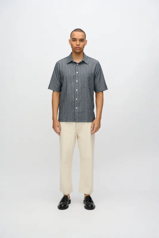 Nash short sleeved striped shirt 4242 - Black sold by Minimum