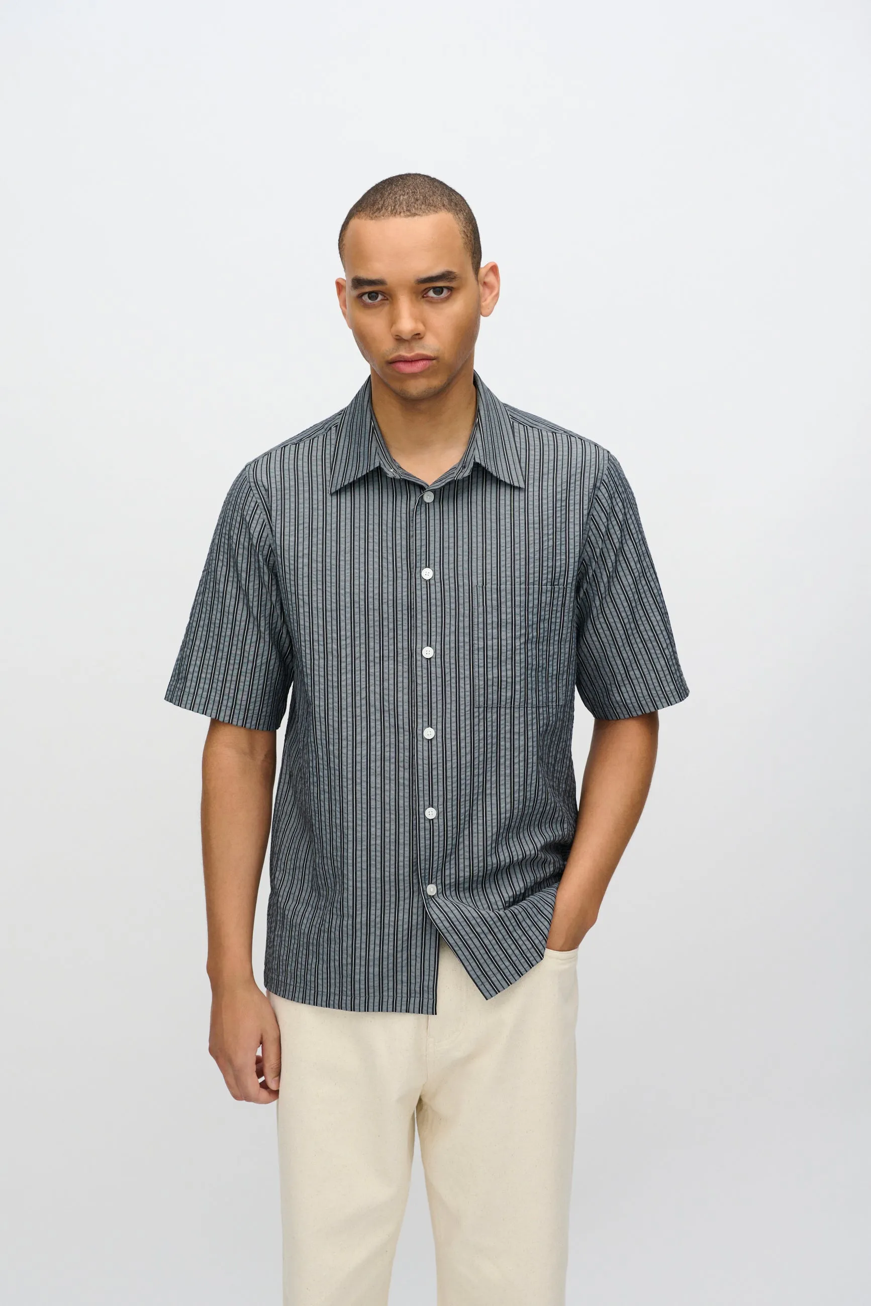 Nash short sleeved striped shirt 4242 - Black sold by Minimum product image thumbnail 2