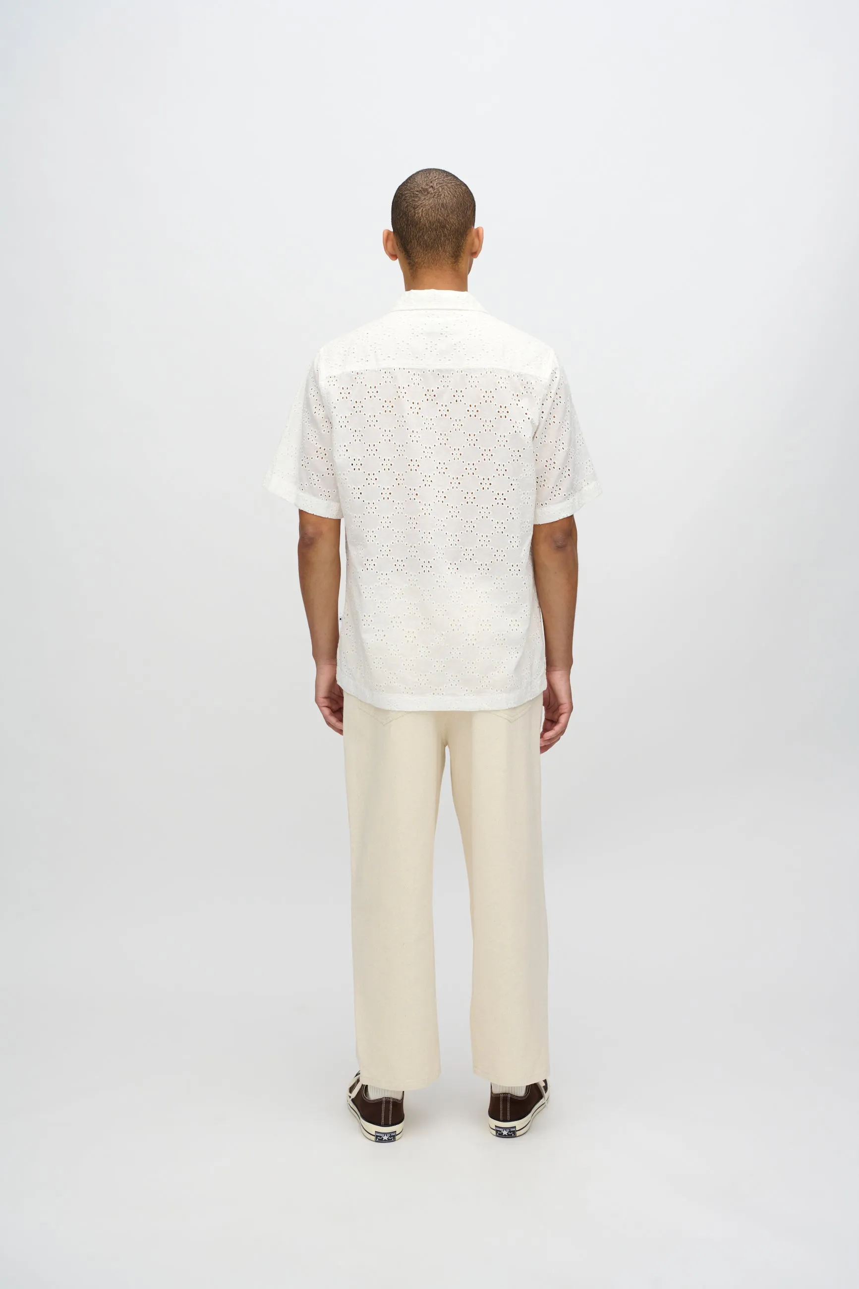 Hayden relaxed short sleeved shirt in broderie anglaise 4295 - Coco Milk sold by Minimum product image thumbnail 4