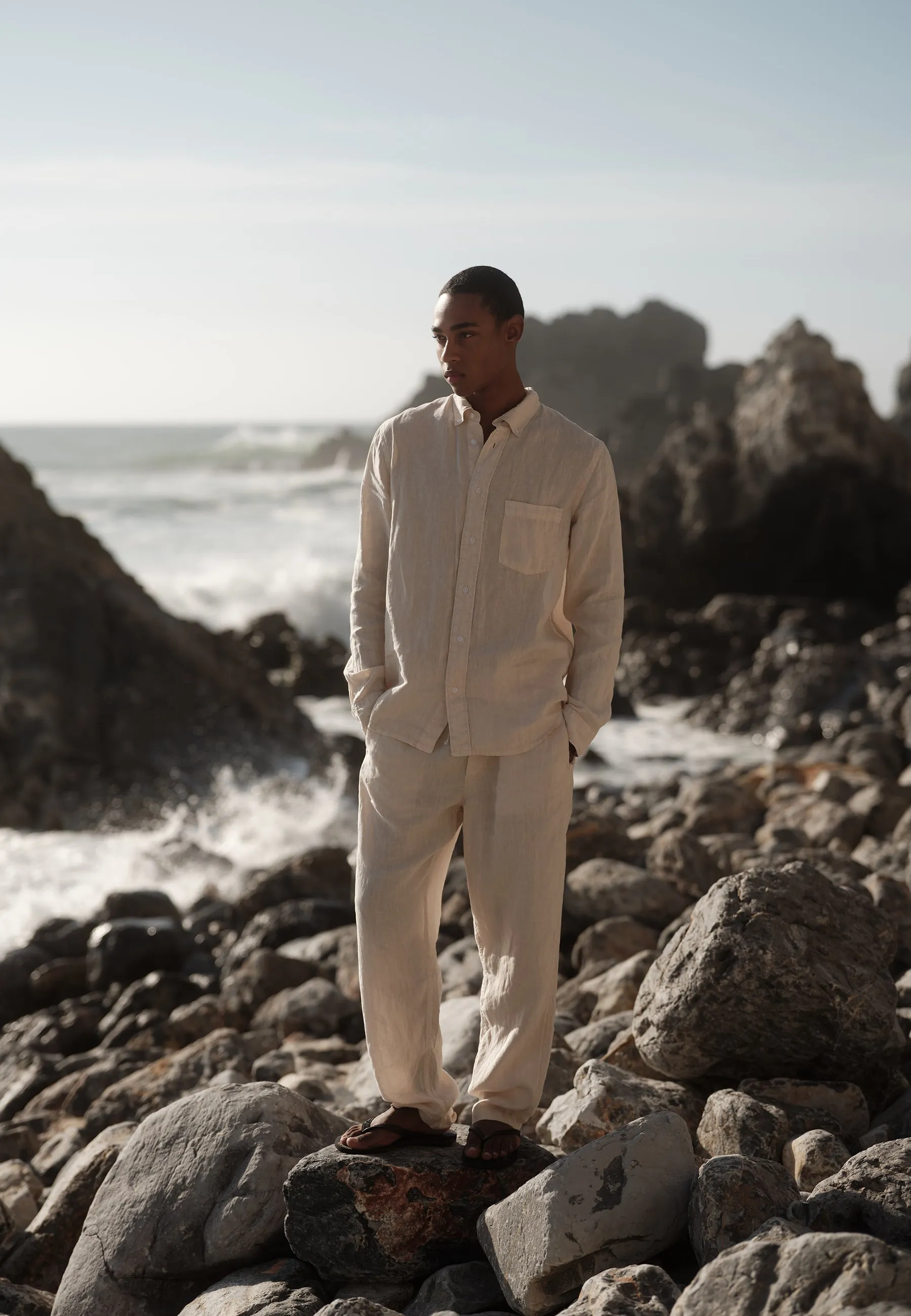 Colt long sleeved reg linen shirt 4115 - Rainy Day sold by Minimum