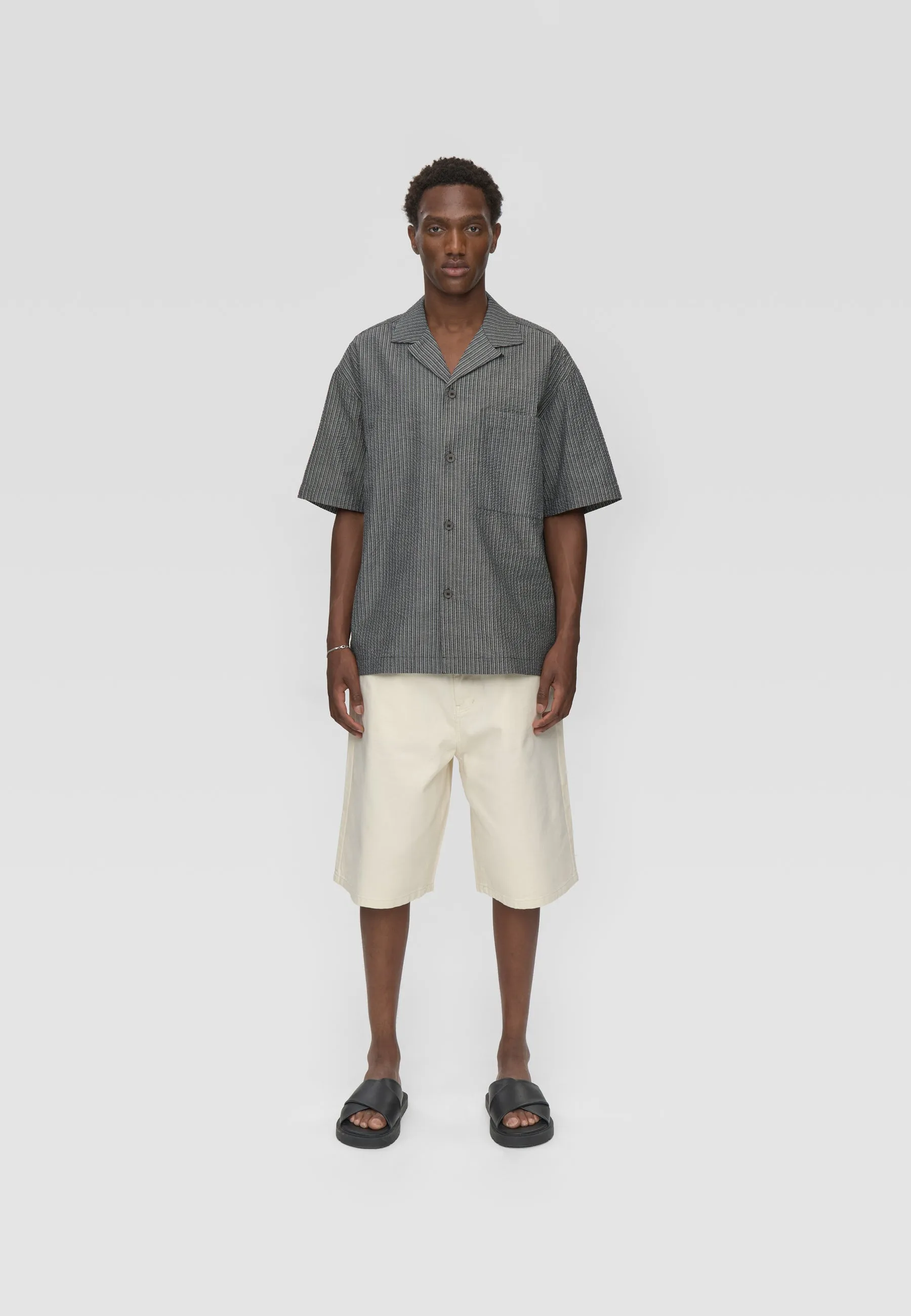 Rhodes ovz ss striped shirt 4570 - Gray Pinstripe sold by Minimum