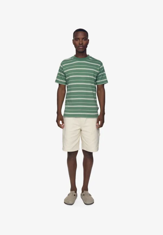 Aarhus reg ss striped tee G4710 - Dark ivy made by Minimum