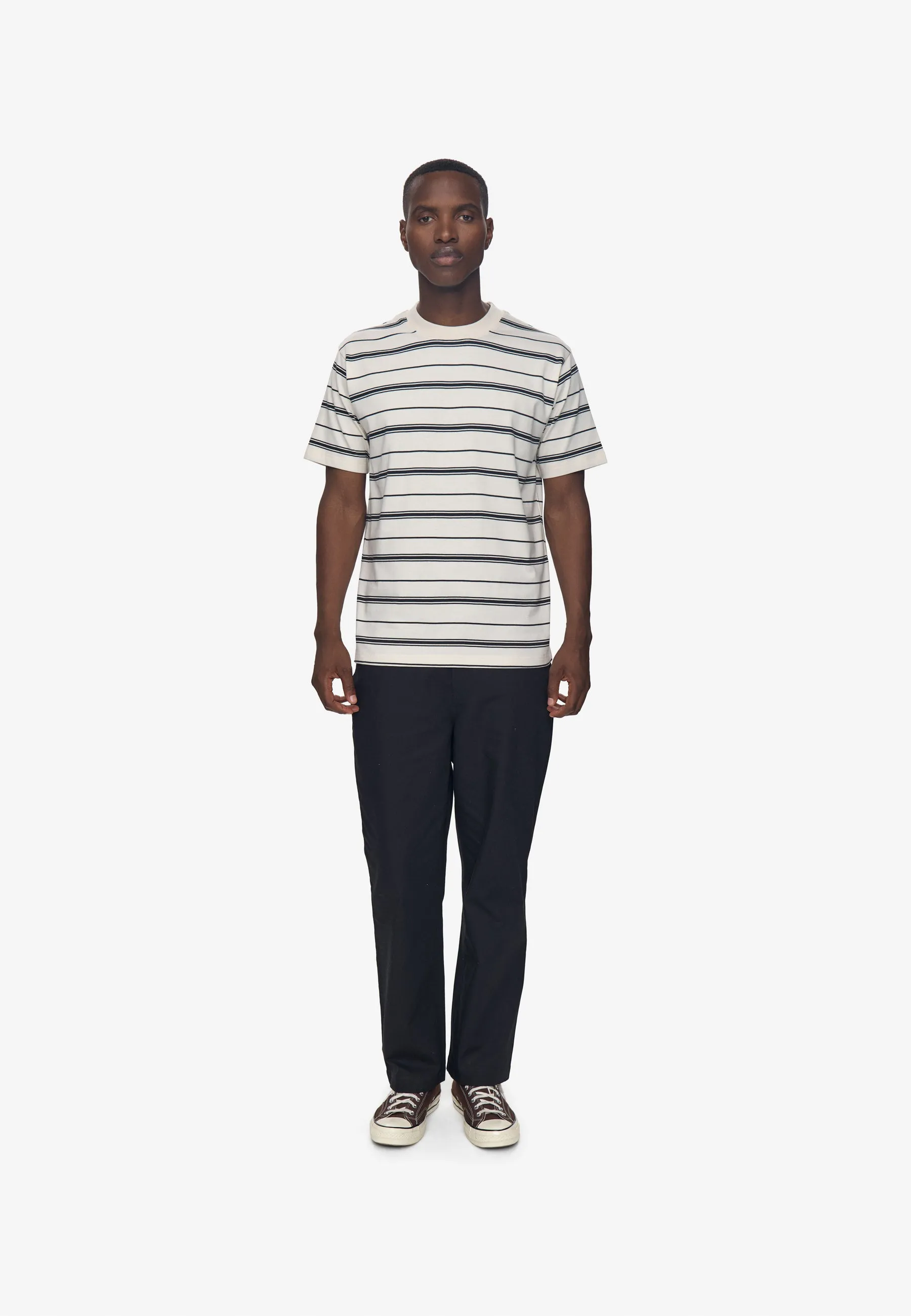 Aarhus reg ss striped tee G4710 - Coco Milk sold by Minimum