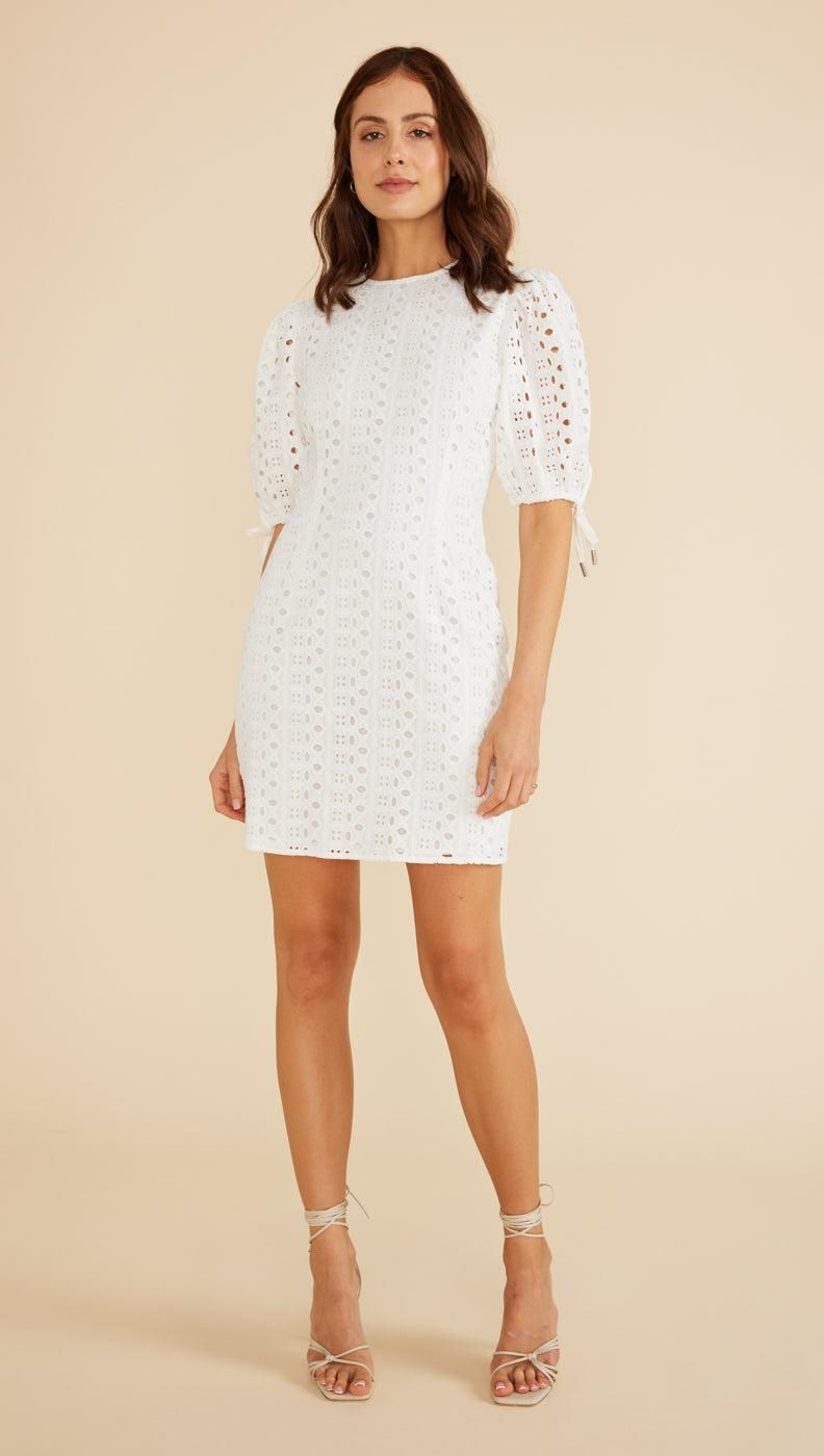 Aurora Broderie Open Back Mini Dress sold by MINKPINK