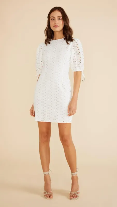 Aurora Broderie Open Back Mini Dress made by MINKPINK