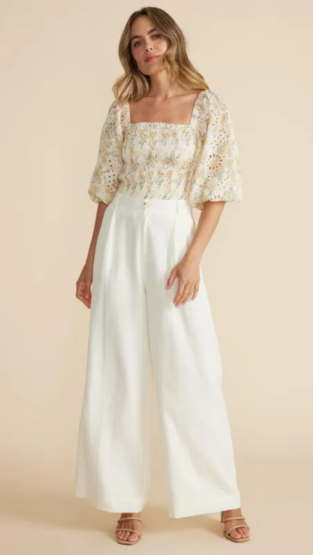 Miranda Shirred Blouse sold by MINKPINK