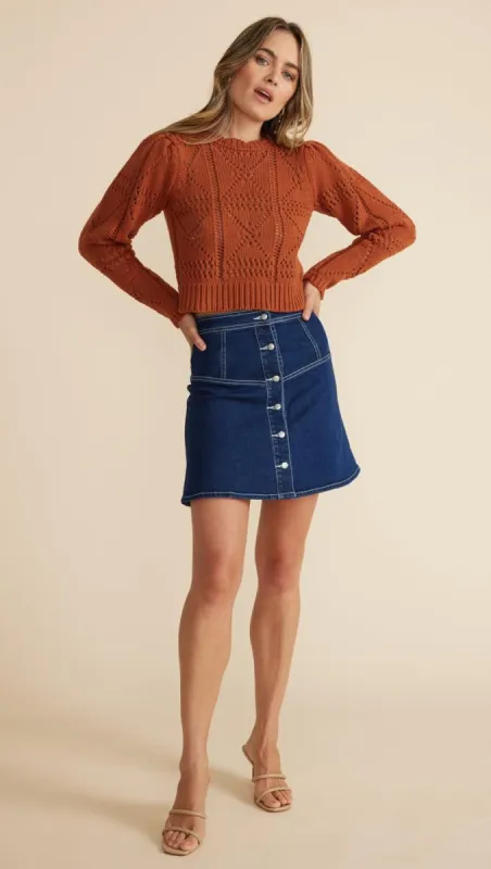 Marjo Denim Mini Skirt sold by MINKPINK