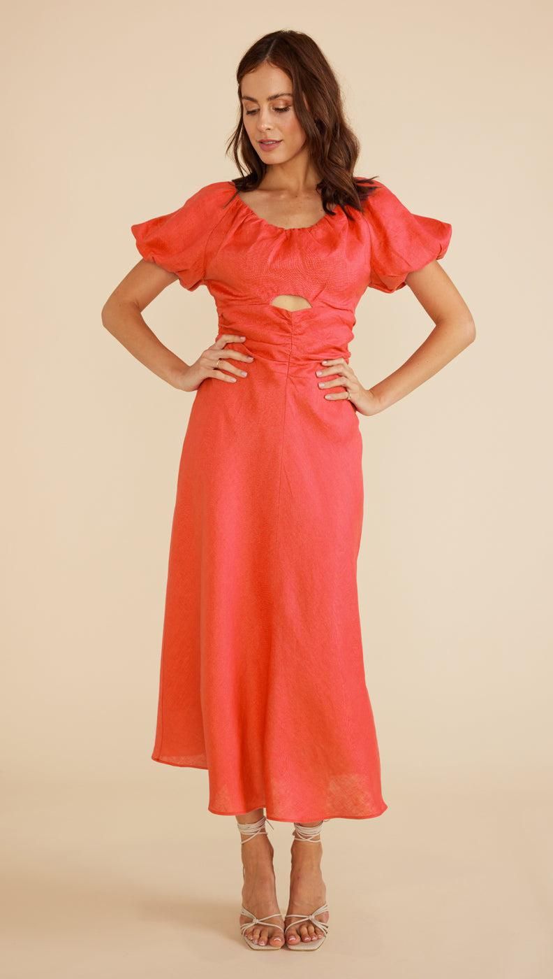 SAMARA MIDI DRESS WATERMELON sold by MINKPINK