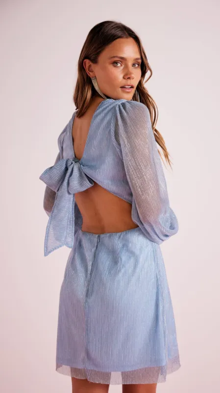 Astrid Plisse Tie Back Mini Dress Blue - Final Sale sold by MINKPINK