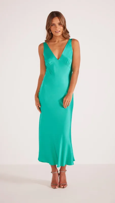 Gaia Bias Slip Midi Dress Aquamarine sold by MINKPINK