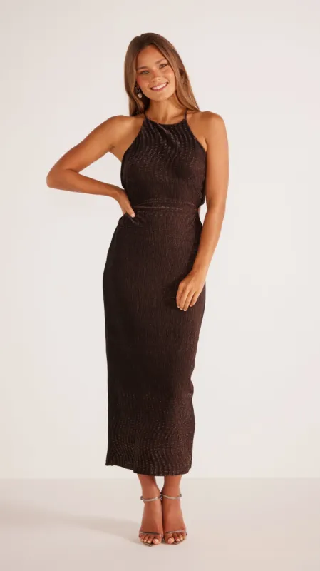 Alani Halter Tie Back Midi Dress - Final Sale sold by MINKPINK