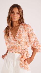Malia Wrap Blouse sold by MINKPINK