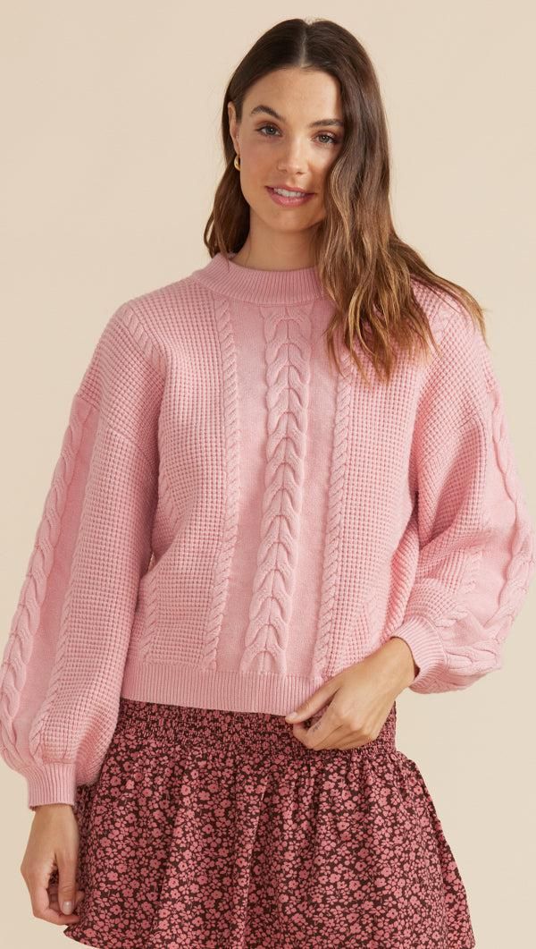 Kalgan Cable Jumper Blush sold by MINKPINK