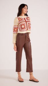 Lani Faux Leather Pant Chocolate sold by MINKPINK