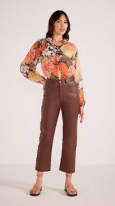 Lani Faux Leather Pant Chocolate sold by MINKPINK
