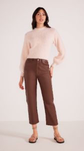 Lani Faux Leather Pant Chocolate sold by MINKPINK