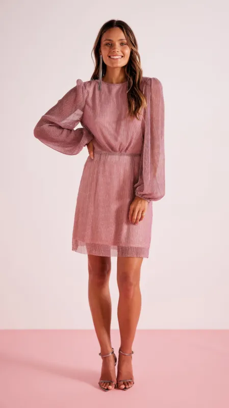 Astrid Plisse Tie Back Mini Dress Pink sold by MINKPINK